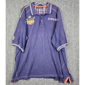 Coogi Australia Polo Shirt Mens 4XL Purple Embroidered Crest Distressed Y2K